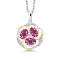 thumbnail image 1 of Gem Stone King 925 Silver and 10K Yellow Gold Pink Mystic Topaz and White Lab Grown Diamond Pendant Necklace for Women | 1.54 Cttw | Gemstone November Birthstone | Oval 6X4MM | With 18 inch Chain, 1 of 4