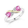 thumbnail image 1 of Gem Stone King 925 Silver and 10K Yellow Gold Pink Mystic Topaz and White Lab Grown Diamond Ring for Women (1.24 Cttw, Heart Shape 5MM, Gemstone Birthstone, Available in Size 5, 6, 7, 8, 9), 1 of 5