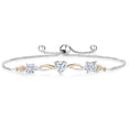 thumbnail image 1 of Gem Stone King 925 Silver and 10K Yellow Gold Princess Round and Heart White Moissanite and White Lab Grown Diamond Tennis Bracelet for Women By Keren Hanan (1.72 Cttw, Fully Adjustable up to 9 inch), 1 of 5
