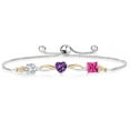 thumbnail image 1 of Gem Stone King 925 Silver and 10K Yellow Gold Purple Amethyst Pink Mystic Topaz and Lab Grown Diamond Tennis Bracelet for Women By Keren Hanan (2.10 cttw, Adjustable up To 9 inch), 1 of 4