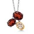 thumbnail image 1 of Gem Stone King 925 Silver and 10K Yellow Gold Red Garnet and Peach Morganite Pendant Necklace for Women (3.00 Cttw, Oval 8X6MM, 7X5MM and 6X4MM, Gemstone January Birthstone, with 18 inch Chain), 1 of 4