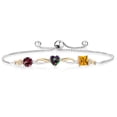 thumbnail image 1 of 925 Silver and 10K Yellow Gold Red Rhodolite Garnet Green Mystic Topaz Yellow Citrine and Lab Grown Diamond Tennis Bracelet for Women By Keren Hanan (2.15 cttw, Adjustable up To 9 inch), 1 of 4