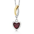thumbnail image 1 of Gem Stone King 925 Silver and 10K Yellow Gold Red Rhodolite Garnet and Lab Grown Diamond Pendant Necklace for Women | 0.77 Cttw | Gemstone January Birthstone | Heart Shape 6MM | With 18 inch Chain, 1 of 6