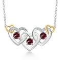 thumbnail image 1 of Gem Stone King 925 Silver and 10K Yellow Gold Red Rhodolite Garnet and White Lab Grown Diamond Heart Shape Pendant Necklace for Women (1.17 Cttw, with 18 inch Chain), 1 of 3