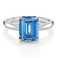 thumbnail image 1 of Gem Stone King 925 Silver and 10K Yellow Gold Ring Fancy Blue Zirconia Engagement Ring for Women (2.62 Cttw, Octagon 9X7MM, Gemstone, Available in Size 5, 6, 7, 8, 9), 1 of 4