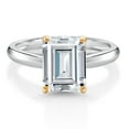 thumbnail image 1 of Gem Stone King 925 Silver and 10K Yellow Gold Ring White Moissanite Engagement Ring for Women (2.52 Cttw, Emerald Cut 9X7MM, Gemstone, Available in Size 5, 6, 7, 8, 9), 1 of 4