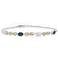 thumbnail image 1 of Gem Stone King 925 Silver and 10K Yellow Gold Sapphire Lab Grown Diamond Infinity Bracelet for Women Mother's Mom Wife Her Set with Moissanite (2.16 Cttw, Adjustable up to 7.5 inch), 1 of 6