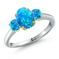 thumbnail image 1 of Gem Stone King 925 Silver and 10K Yellow Gold Simulated Blue Opal Engagement Ring for Women | 1.56 Cttw | Oval Cabochon 8X6MM | Gemstone October Birthstone | Size 7, 1 of 6