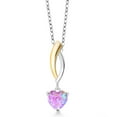 thumbnail image 1 of Gem Stone King 925 Silver and 10K Yellow Gold Simulated Pink Opal Infinity Pendant Necklace for Women (0.75 Cttw, Heart Shape 6MM, Gemstone October Birthstone, with 18 inch Chain), 1 of 3