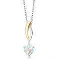 thumbnail image 1 of Gem Stone King 925 Silver and 10K Yellow Gold Simulated White Opal Infinity Pendant Necklace for Women (0.75 Cttw, Heart Shape 6MM, Gemstone October Birthstone, with 18 inch Chain), 1 of 3