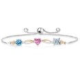 thumbnail image 1 of Gem Stone King 925 Silver and 10K Yellow Gold Swiss Blue Topaz Pink Moissanite Sky Blue Aquamarine and Lab Grown Diamond Tennis Bracelet for Women By Keren Hanan (1.95 cttw, Adjustable up To 9 inch), 1 of 4
