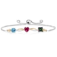 thumbnail image 1 of Gem Stone King 925 Silver and 10K Yellow Gold Swiss Blue Topaz Red Created Ruby Green Mystic Topaz and Lab Grown Diamond Tennis Bracelet for Women By Keren Hanan (2.41 cttw, Adjustable up To 9 inch), 1 of 4