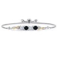 thumbnail image 1 of Gem Stone King 925 Silver and 10K Yellow Gold White Moissanite and Black Onyx and White Lab Grown Diamond Bracelet for Women | 1.97 Cttw | Gemstone | Round 5MM | Fully Adjustable 9 inch, 1 of 5