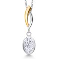 thumbnail image 1 of Gem Stone King 925 Silver and 10K Yellow Gold White Moissanite Pendant Necklace for Women | 1.50 Cttw | Gemstone Birthstone | Oval 8X6MM | With 18 inch Chain, 1 of 7