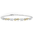 thumbnail image 1 of Gem Stone King 925 Silver and 10K Yellow Gold White Moissanite and White Lab Grown Diamond Infinity Bracelet for Women Mother's Mom Wife Her (2.05 Cttw, Fully Adjustable up to 7.5 inch), 1 of 6