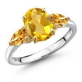thumbnail image 1 of Gem Stone King 925 Silver and 10K Yellow Gold Yellow Citrine Engagement Ring for Women | 2.16 Cttw | Oval 9X7MM | Gemstone November Birthstone | Size 6, 1 of 6