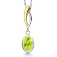 thumbnail image 1 of Gem Stone King 925 Silver and 10K Yellow Gold Yellow Lemon Quartz Pendant Necklace for Women | 1.10 Cttw | Gemstone Birthstone | Oval 8X6MM | With 18 inch Chain, 1 of 6
