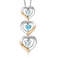 thumbnail image 1 of Gem Stone King 925 Silver and 10k Yellow Gold Sky Blue Aquamarine Swiss Blue Topaz and White Lab Grown Diamond Triple 3 Heart Shape Pendant Necklace for Women (1.00 Cttw, with 18 inch Chain), 1 of 3