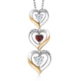 thumbnail image 1 of Gem Stone King 925 Silver and 10k Yellow Gold White Moissanite Red Garnet and White Lab Grown Diamond Triple 3 Heart Shape Pendant Necklace for Women (0.98 Cttw, with 18 inch Chain), 1 of 3