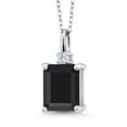 thumbnail image 1 of Gem Stone King 925 Silver Black Onyx and White Moissanite Pendant Necklace for Women (3.17 Cttw, Gemstone December Birthstone, Emerald Cut 10X8MM with 18 inch Silver Chain), 1 of 4