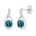 thumbnail image 1 of Gem Stone King 925 Silver London Blue Topaz and White Diamond Infinity Earrings for Women (1.07 Cttw, Gemstone November Birthstone, Round 5MM), 1 of 3