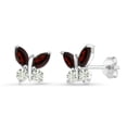 thumbnail image 1 of Gem Stone King 925 Silver Marquise Red Garnet and White Moissanite Butterfly Earrings for Women (1.44 Cttw, Gemstone January Birthstone, Center Stone: 6X3MM, Small Stones: 3MM), 1 of 4