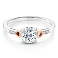 thumbnail image 1 of Gem Stone King 925 Silver and 10K Rose Gold Diamond Engagement Ring 1.65 Ct Round White Topaz (Size 6), 1 of 6