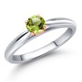 thumbnail image 1 of Gem Stone King 925 Silver and 10K Rose Gold Green Peridot Engagement Ring for Women | 0.30 Cttw | Round 4MM | Gemstone August Birthstone | Size 7, 1 of 6