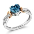 thumbnail image 1 of Gem Stone King 925 Silver and 10K Rose Gold Ring Persian Blue Moissanite Diamond (0.81 Cttw), 1 of 5