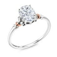 thumbnail image 1 of Gem Stone King 925 Silver and 10K Rose Gold White Moissanite Engagement Ring for Women | 0.90 Cttw | Oval 7X5MM | Gemstone Birthstone | Size 5, 1 of 5