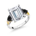 thumbnail image 1 of Gem Stone King 925 Silver and 10K Yellow Gold Black Onyx Ring Set with Moissanite (8.12 Cttw) (Size 6), 1 of 6