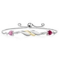 thumbnail image 1 of Gem Stone King 925 Silver and 10K Yellow Gold Bracelet for Women Pink Moissanite Created Ruby (1.12 Cttw) and Lab Grown Diamond, 1 of 3