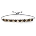 thumbnail image 1 of Gem Stone King 925 Silver and 10K Yellow Gold Brown Smoky Quartz Bracelet for Women | 2.08 Cttw | Gemstone Birthstone | Round 4MM | Adjustable up to 9 inch, 1 of 7