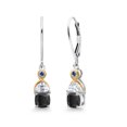 thumbnail image 1 of Gem Stone King 925 Silver and 10K Yellow Gold Dangle Earrings Cushion Onyx Half Moon Moissanite (1.56 Carat Cttw), 1 of 4
