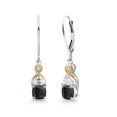 thumbnail image 1 of Gem Stone King 1.56 Cttw 925 Silver and 10K Yellow Gold Cushion Onyx Half Moon Moissanite and Lab Grown Diamond Dangle Earrings for Women, 1 of 4