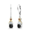 thumbnail image 1 of Gem Stone King 925 Silver and 10K Yellow Gold Dangle Earrings Cushion Onyx Half Moon Moissanite (1.59 Carat Cttw), 1 of 4