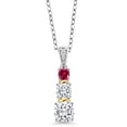 thumbnail image 1 of Gem Stone King 925 Silver and 10K Yellow Gold Diamond Pendant with Chain Set with Moissanite (1.10 Cttw), 1 of 3