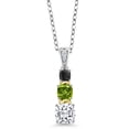 thumbnail image 1 of Gem Stone King 925 Silver and 10K Yellow Gold Green Peridot Diamond Pendant with Chain Set with Moissanite (1.09 Cttw), 1 of 3