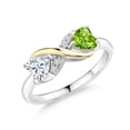 thumbnail image 1 of Gem Stone King 925 Silver and 10K Yellow Gold Green Peridot Ring Set with Moissanite (0.96 Cttw), 1 of 5