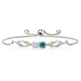 thumbnail image 1 of Gem Stone King 925 Silver and 10K Yellow Gold Lab Grown Diamond Bracelet for Women Blue and White Moissanite (1.02 Cttw), 1 of 3