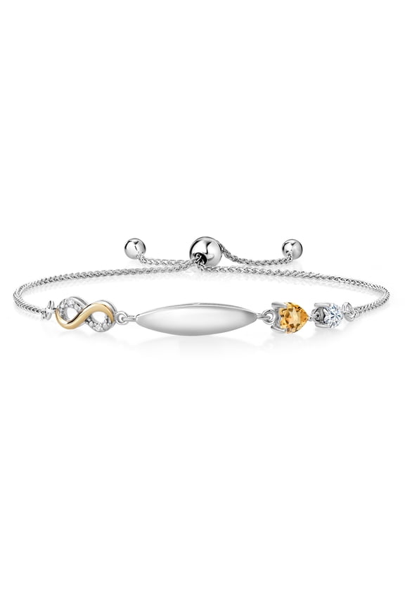 925 Silver and 10K Yellow Gold Lab Grown Diamond Bracelet for Women Citrine Moissanite (0.71 Cttw)