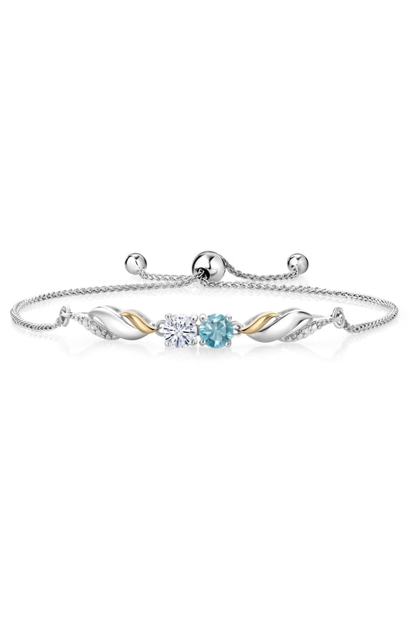 925 Silver and 10K Yellow Gold Lab Grown Diamond Bracelet for Women Zircon Moissanite (1.37 Cttw)