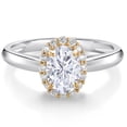 thumbnail image 1 of Gem Stone King 925 Silver and 10K Yellow Gold Lab Grown Diamond Halo Engagement Ring Moissanite (1.03 Cttw, Size 8), 1 of 4