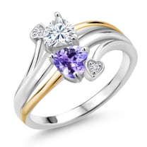 Gem Stone King 925 Silver and 10K Yellow Gold Lab Grown Diamond Ring Set with Moissanite (1.02 Cttw, Size 9)