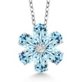thumbnail image 1 of Gem Stone King 925 Silver and 10K Yellow Gold Pear Shape Flower Pendant with Chain Topaz Moissanite (3.07 Cttw), 1 of 6