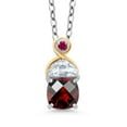 thumbnail image 1 of Gem Stone King 925 Silver and 10K Yellow Gold Pendant with Chain Garnet Moissanite (1.28 Cttw), 1 of 4