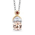 thumbnail image 1 of Gem Stone King 925 Silver and 10K Yellow Gold Pendant with Chain Morganite Moissanite (1.17 Cttw), 1 of 4