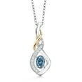 thumbnail image 1 of Gem Stone King 925 Silver and 10K Yellow Gold Pendant with Chain Persian Blue Moissanite Lab Grown Diamond (0.53 Cttw), 1 of 4