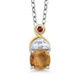 thumbnail image 1 of Gem Stone King 925 Silver and 10K Yellow Gold Pendant with Chain Tiger Eye Moissanite (1.35 Cttw), 1 of 4