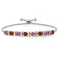 thumbnail image 1 of Gem Stone King 925 Silver and 10K Yellow Gold Pink Moissanite and Red Garnet Bracelet for Women | 2.40 Cttw | Gemstone Birthstone | Round 4MM | Adjustable up to 9 inch, 1 of 7